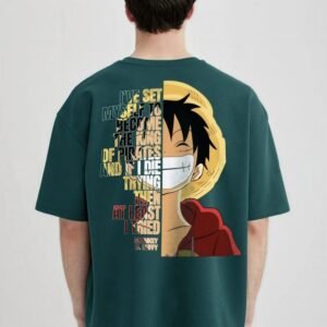 Monkey D. Luffy "King of Pirates" Oversized Streetwear T-Shirt – Pine Green