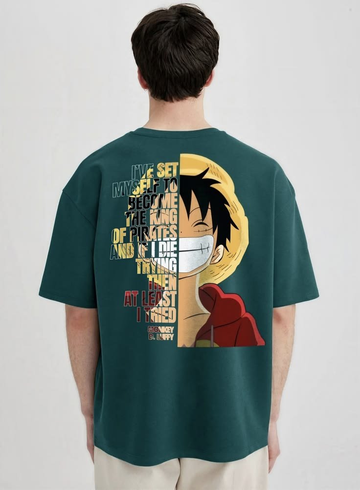 Monkey D. Luffy "King of Pirates" Oversized Streetwear T-Shirt – Pine Green
