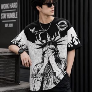 Statue of Liberty Graphic Oversized Streetwear T-Shirt – Black & White